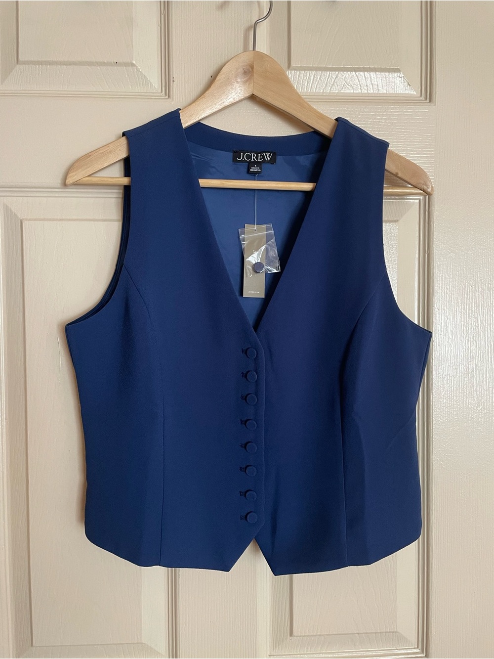 J. Crew Navy Blue Sleeveless Button-Front Vest